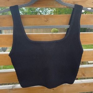 Babaton sculpt knit square neck cropped tank